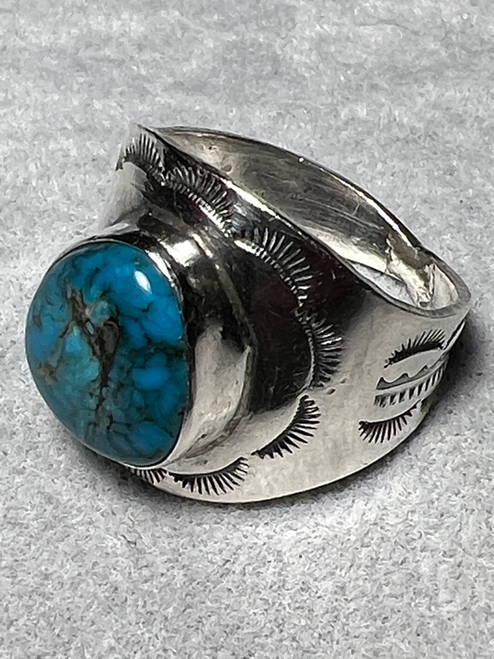 Native American Sterling Silver Ring 14 Turquoise Stone Western Southwestern